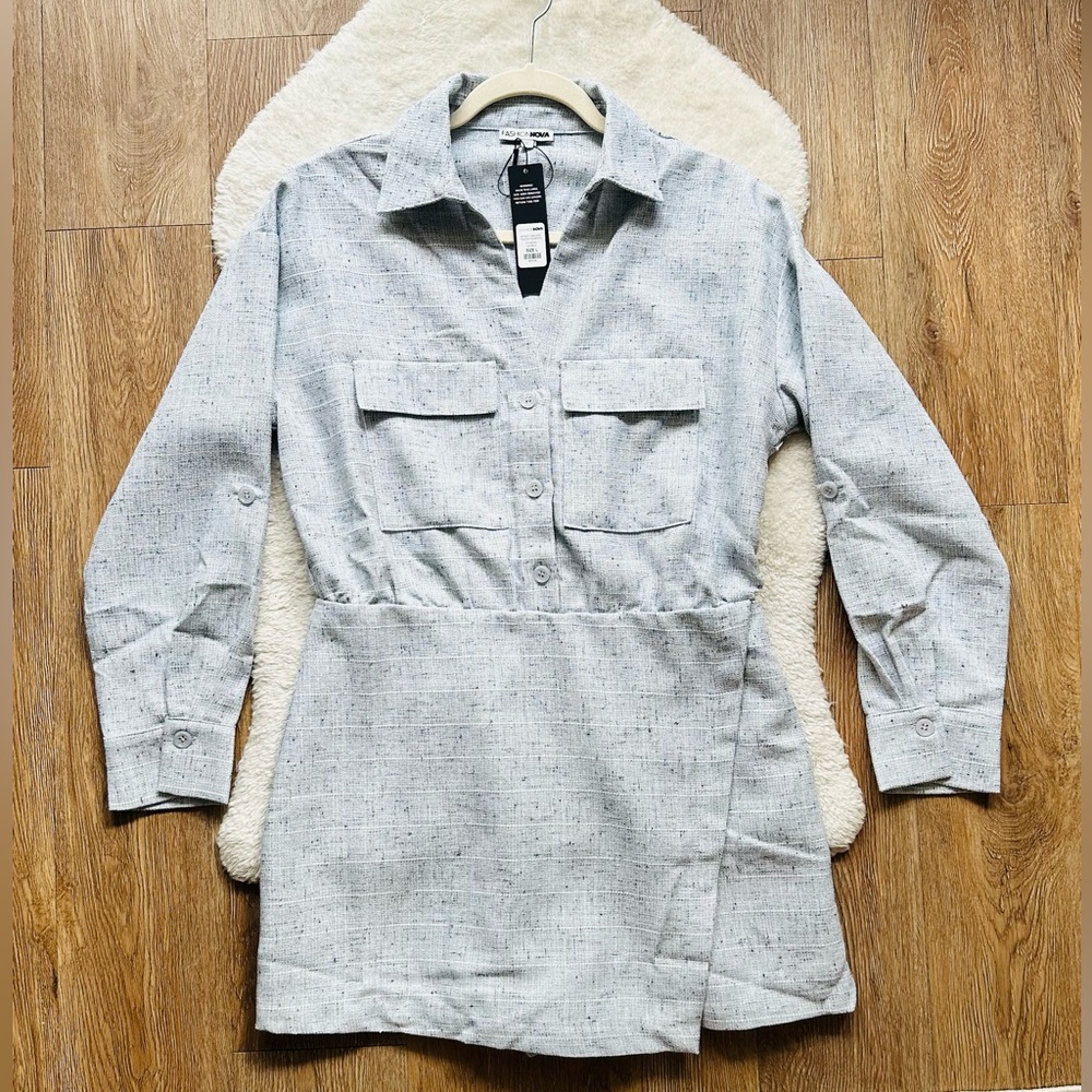 NWT Fashion Nova Sweet Escape Gray Tweed Women’s  Romper Size Large